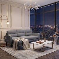 FENCHILIN Modular Sectional LShaped Couch Sofa with Footstool & Side Pockets in Grey
