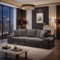 FENCHILIN Modular Convertible Sleeper Sofa with Side Pockets Cup Holders in Dark Grey
