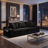 FENCHILIN Modular Convertible Sleeper Sofa with Side Pockets Cup Holders in Black