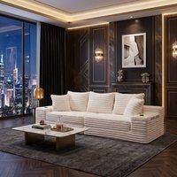 FENCHILIN Modular Convertible Sleeper Sofa with Side Pockets Cup Holders in Beige