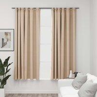 Berkfield Home Linen-Look Blackout Curtains with Hooks 2 pcs Beige 140x175 cm