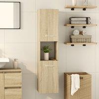 Berkfield Home Bathroom Cabinet Sonoma Oak 30x30x130 cm Engineered Wood in Silver | Size: 30 x 30 x 130 cm