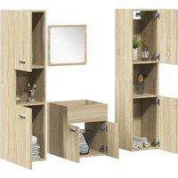 Berkfield Home 4 Piece Bathroom Furniture Set Sonoma Oak Engineered Wood in Brown