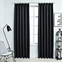 Berkfield Home Blackout Curtains with Hooks 2 pcs Black 140x175 cm