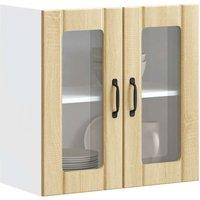 Berkfield Home Kitchen Wall Cabinet with Glass Door Lucca Sonoma Oak Engineered Wood in Brown