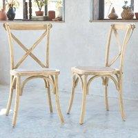 sweeek Set of 2 Vintage Wooden Bistro Chairs in Brown