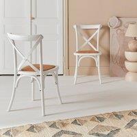 sweeek Set of 2 Vintage Wooden Bistro Chairs in White