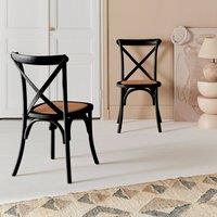 sweeek Set of 2 Vintage Wooden Bistro Chairs in Black