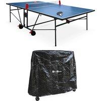 sweeek Indoor table tennis table with 2 bats, 3 balls & protective cover in Blue
