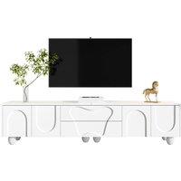 ModernLuxe TV unit 180cm with storage drawers & wooden legs for living room in White