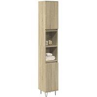 Berkfield Home Bathroom Cabinet Sonoma Oak 30x30x190cm Engineered Wood in Brown | Size: 30 x 30 x 190 cm