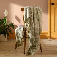 Furn Tweedie Brushed Herringbone Throw in Green | Size: 130 cm x 180 cm