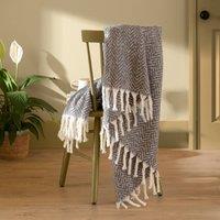 Furn Tweedie Brushed Herringbone Throw in Charcoal | Size: 130 cm x 180 cm