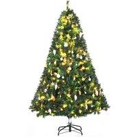 HOMCOM Pre Lit Artificial Christmas Tree Holiday Dcor Ornament Metal Stand in Green