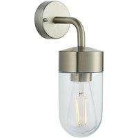 Loops IP44 Outdoor Wall Light Brushed Stainless Steel & Glass Shade Nautical Lantern in Metallics