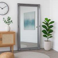 Melody Maison Large Ornate Silver Wall / Floor / Leaner Mirror 158cm X 78cm in Metallic Silver | Size: 158 cm X 78 cm