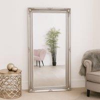 Melody Maison Large Ornate Silver Wall/Floor Mirror 158cm X 78cm in White | Size: 158 cm X 78 cm