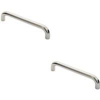 Loops 2x Round D Bar Pull Handle 325 x 25mm 300mm Fixing Centres Bright Steel in Metallics