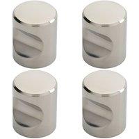 Loops 4x Cylindrical Cupboard Door Knob 25mm Diameter Polished Stainless Steel Handle in Metallics