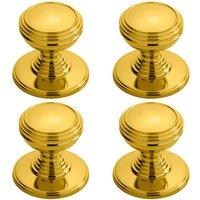Loops 4x Ringed Tiered Cupboard Door Knob 30mm Diameter Polished Brass Cabinet Handle in Metallics