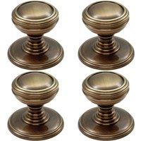 Loops 4x Ringed Tiered Cupboard Door Knob 30mm Diameter Bronze Cabinet Handle