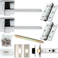 Loops Door Handle & Latch Pack Chrome Modern Flat Slim Bar on Screwless Square Rose