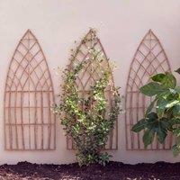 Primrose Pack of 3 Arched Natural Willow Garden Trellis Panel 180cm x 60cm in Brown | Size: 180 cm x 60 cm