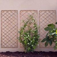 Primrose Pack of 3 Square Natural Willow Garden Trellis Panel 180cm x 60cm in Brown | Size: 180 cm x 60 cm
