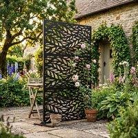 Nicoman Metal Indoor Outdoor Metal Privacy Screen - Leaf Pattern in Black
