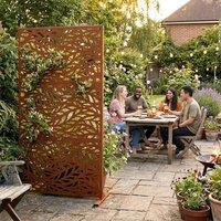 Nicoman Metal Indoor Outdoor Metal Privacy Screen - Leaf Pattern in Bronze