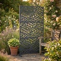 Nicoman Metal Indoor Outdoor Metal Privacy Screen - Leaf Pattern in Grey