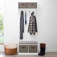 Statement Furniture Tetbury 2 Grey Faux Rattan Basket & Grey Cushion Hallway Set in White
