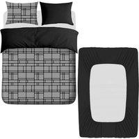 Pamposh Luxury Duvet Cover Set With Black Fitted Sheet | Size: Single