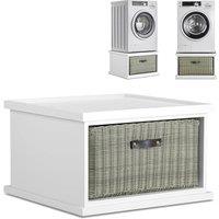 Statement Furniture Tetbury Single Washing Machine Pedestal, Dryer Stand with Basket in White