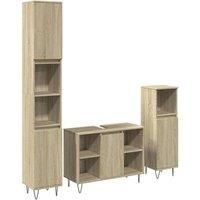 Berkfield Home 3 Piece Bathroom Furniture Set Sonoma Oak Engineered Wood in Light Brown