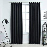 Berkfield Home Blackout Curtains with Hooks 2 pcs Black 140x175 cm