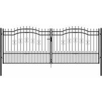 Berkfield Home Stunning Fence Gate with Spear Top Black 406x198 cm Powder-coated
