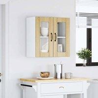 Berkfield Home Kitchen Wall Cabinet with Glass Door Lucca Sonoma Oak Engineered Wood in Light Brown