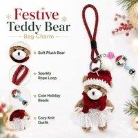BluCore Teddy Bear Charm, Cute Plush Keychain for Handbag Backpack Xmas Gift in Brown