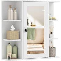 Gymax Wall Mounted Bathroom Medicine Cabinet with Mirror 6 Side Shelves in White