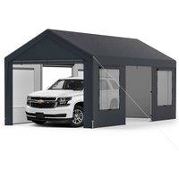 Gymax 600 x 300 cm Car Shelter With 8 Removable Sidewalls Garage Canopy Tent in Grey