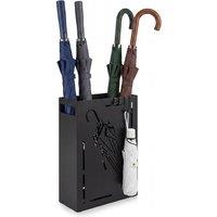 Gymax Cutout Metal Umbrella Stand Umbrella Holder Rack With 4 Hanging Hooks in Black