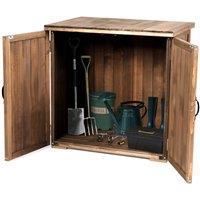 Gymax Outdoor Wooden Storage Shed Fir Wood Cabinet with Double Doors in Brown