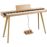 Gymax 88-Key Digital Piano Keyboard Semi-Weighted Keyboard, Brown