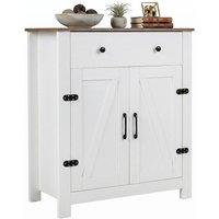 Gymax Buffet Cabinet Farmhouse Side Board Cabinet w/5-Tier Adjustable Shelf in White