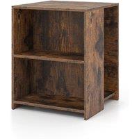 Gymax 3-Tier End Table, Square Sofa Side Table with Open Storage Shelves in Brown