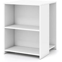Gymax 3-Tier End Table, Square Sofa Side Table with Open Storage Shelves in White