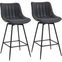 KORVIXA Black Set of 2 PU Leather Swivel Barstools | Size: 100 cm x 100 cm