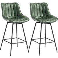 KORVIXA Dark Green Set of 2 PU Leather Swivel Barstools | Size: 100 cm x 100 cm