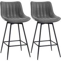 KORVIXA Grey Set of 2 PU Leather Swivel Barstools | Size: 100 cm x 100 cm